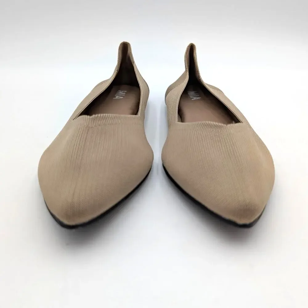Mia Kerri Pointed Toe Ballet Flat Shoes Women's Dark Sand Size US9.5M EU40